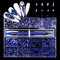 Red Nail Rhinestones Glass AB Crystal Rhinestones Kit