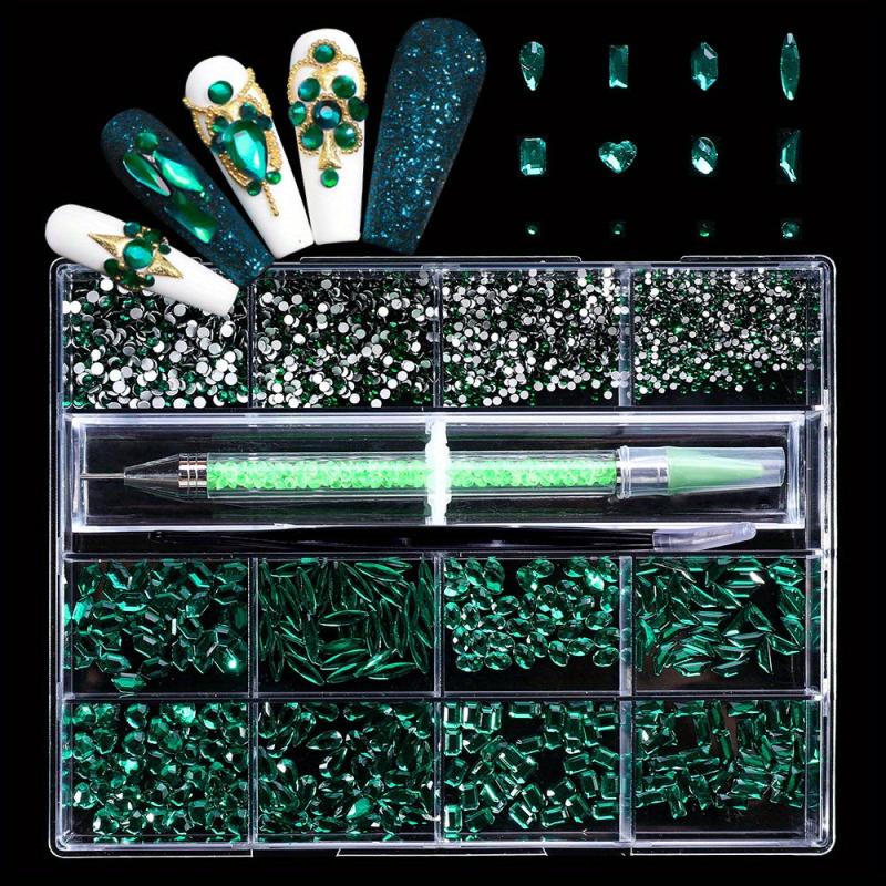 Red Nail Rhinestones Glass AB Crystal Rhinestones Kit