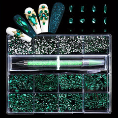 Red Nail Rhinestones Glass AB Crystal Rhinestones Kit