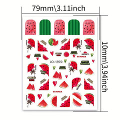 12pcs set Fruit Nail Art Stickers Adhesive Decals for Summer Nail Art