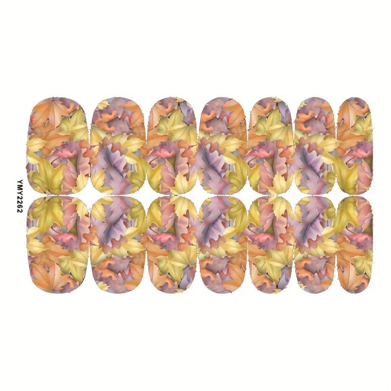 12 Sheets Fall Nail Art Decal Thanksgiving Full Nail Wrap Maple Leaf Nail Sticke