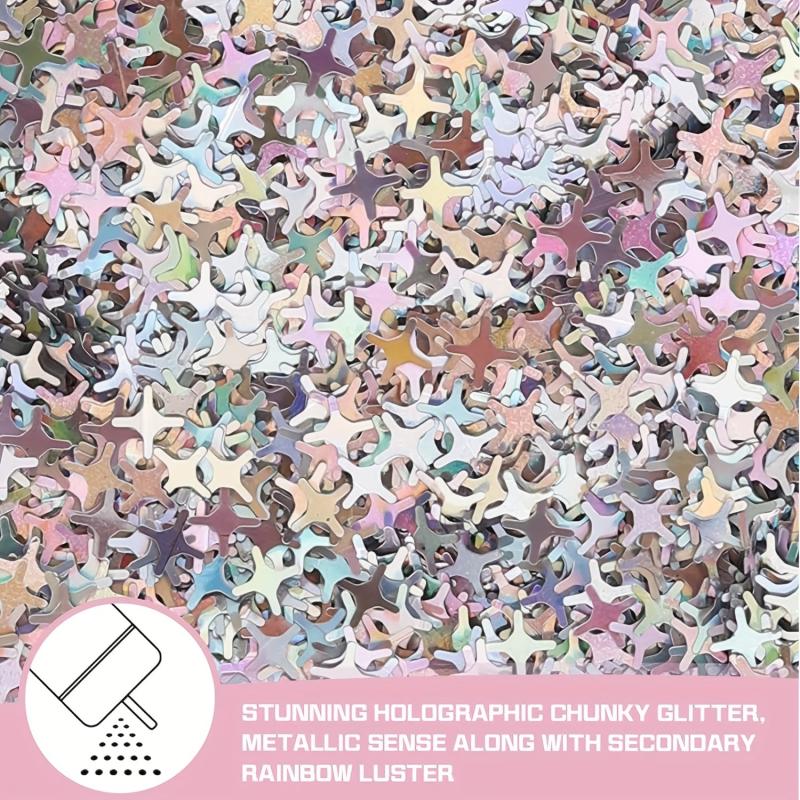 100g Holographic Star Glitter for Nail Art Resin Craft Party Decoration