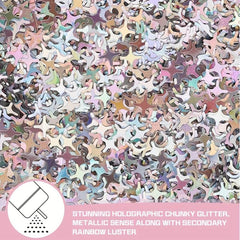 100g Holographic Star Glitter for Nail Art Resin Craft Party Decoration