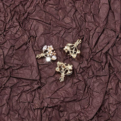 2pcs 3D Zircon Rhinestone Pearl Flowers Nail Art Charms for DIY Crafts