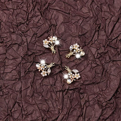 2pcs 3D Zircon Rhinestone Pearl Flowers Nail Art Charms for DIY Crafts