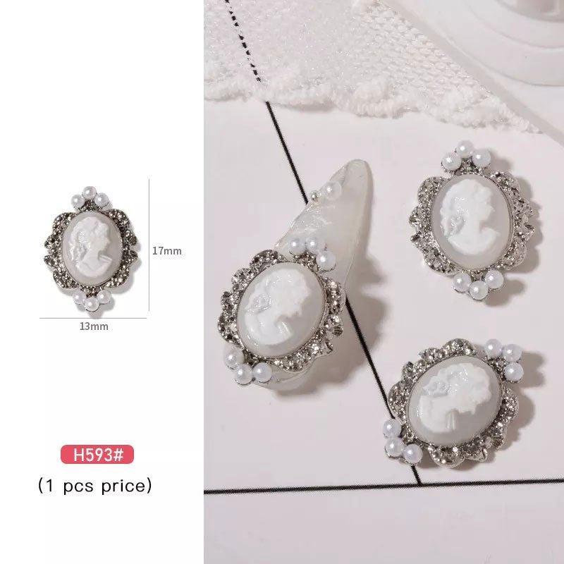 Vintage Baroque Nail Charms with Pearls and Metal for Manicure