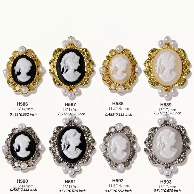 Vintage Baroque Nail Charms with Pearls and Metal for Manicure