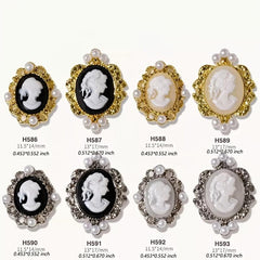 Vintage Baroque Nail Charms with Pearls and Metal for Manicure