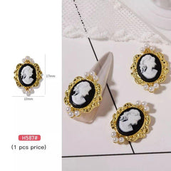 Vintage Baroque Nail Charms with Pearls and Metal for Manicure