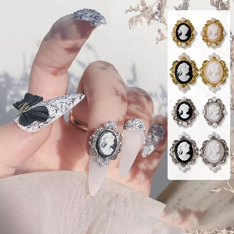 Vintage Baroque Nail Charms with Pearls and Metal for Manicure