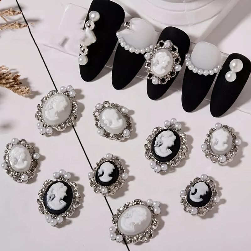 Vintage Baroque Nail Charms with Pearls and Metal for Manicure