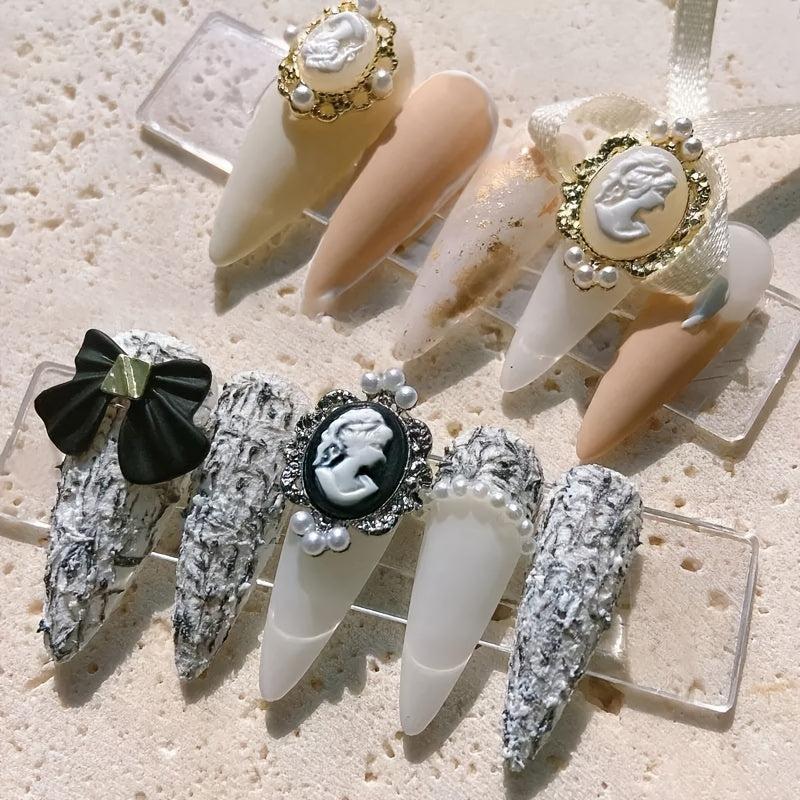 Vintage Baroque Nail Charms with Pearls and Metal for Manicure