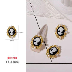 Vintage Baroque Nail Charms with Pearls and Metal for Manicure