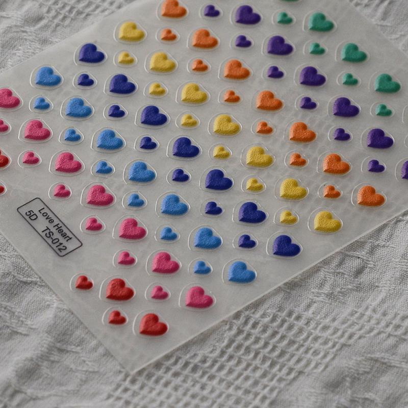 3D Love Star Nail Stickers Embossed Nail Decals for Manicure