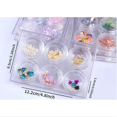 6pcs Nail Art Decoration Kit Studs Rhinestones Pearl Star Fish Butterfly Flower