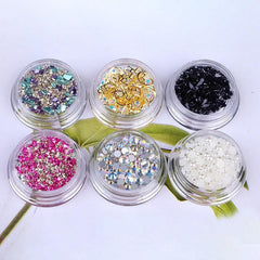 6pcs Nail Art Decoration Kit Studs Rhinestones Pearl Star Fish Butterfly Flower
