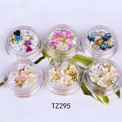 6pcs Nail Art Decoration Kit Studs Rhinestones Pearl Star Fish Butterfly Flower