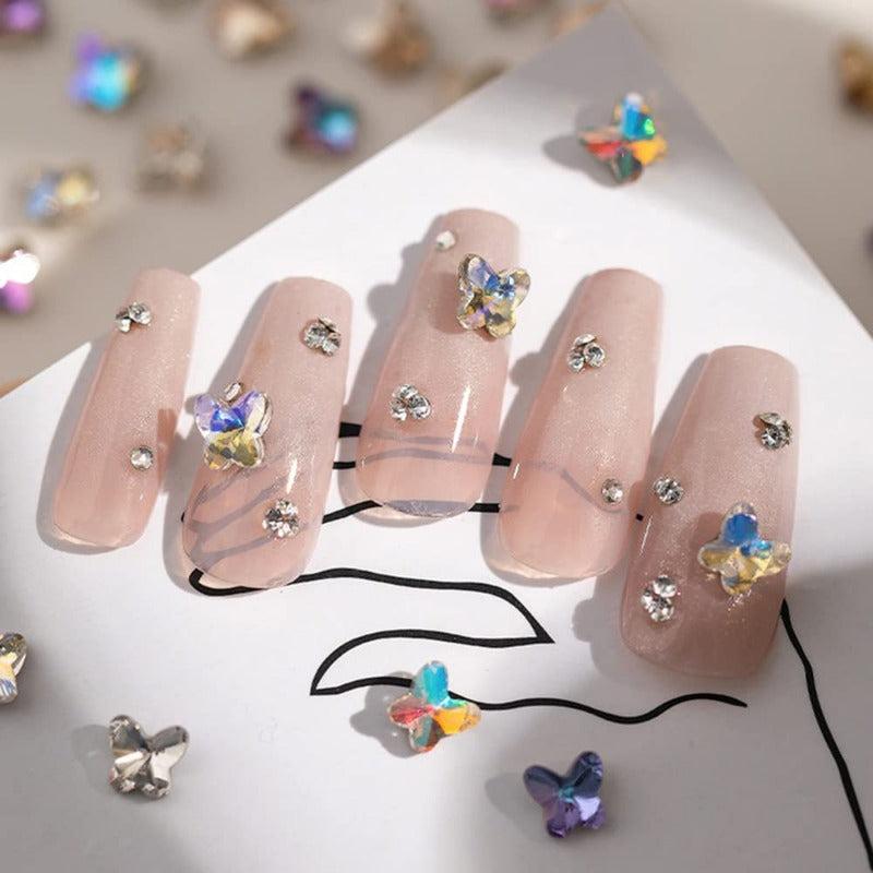 6pcs Nail Art Decoration Kit Studs Rhinestones Pearl Star Fish Butterfly Flower