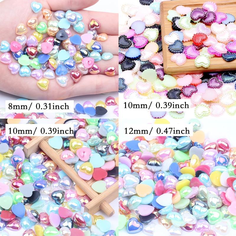 500pcs Heart Pearl Nail Charms AB Shapes Acrylic ABS Pearls for DIY Manicure
