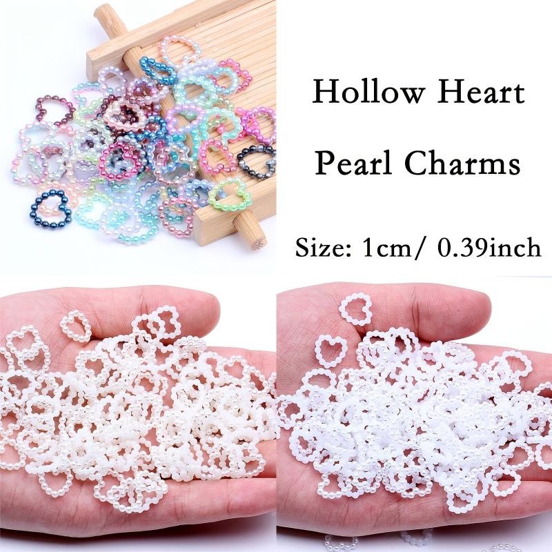 500pcs Heart Pearl Nail Charms AB Shapes Acrylic ABS Pearls for DIY Manicure