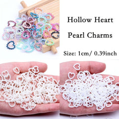 500pcs Heart Pearl Nail Charms AB Shapes Acrylic ABS Pearls for DIY Manicure