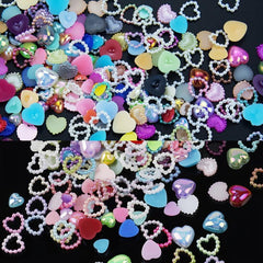 500pcs Heart Pearl Nail Charms AB Shapes Acrylic ABS Pearls for DIY Manicure