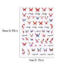 6pcs Laser Butterfly Nail Art Stickers Self Adhesive Nail Art Decals