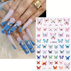 6pcs Laser Butterfly Nail Art Stickers Self Adhesive Nail Art Decals