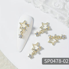 10pcs Star Nail Charms Rhinestones 3D Pendant Gem Accessories