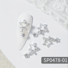 10pcs Star Nail Charms Rhinestones 3D Pendant Gem Accessories