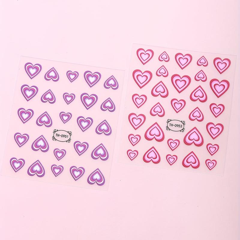 Gradient Love Nail Stickers Self Adhesive Decorations