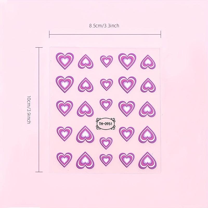 Gradient Love Nail Stickers Self Adhesive Decorations