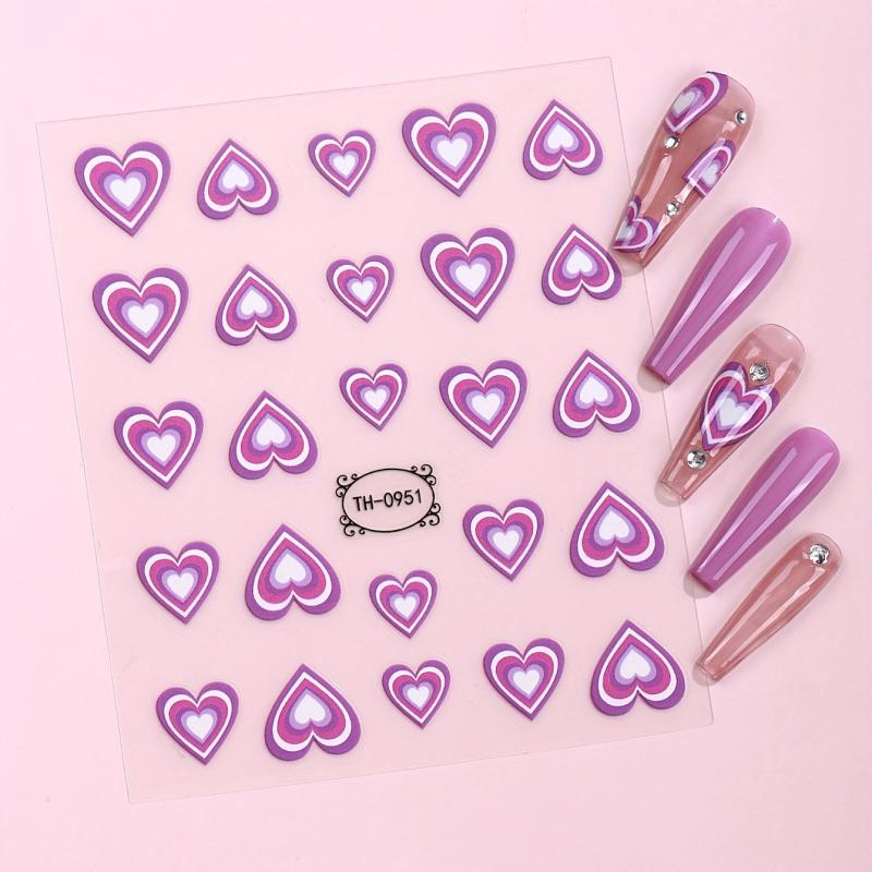 Gradient Love Nail Stickers Self Adhesive Decorations