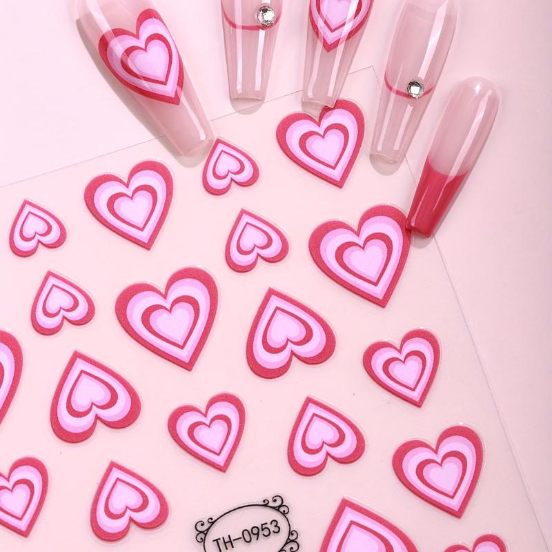 Gradient Love Nail Stickers Self Adhesive Decorations