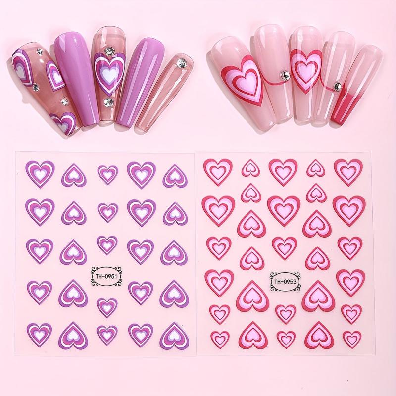 Gradient Love Nail Stickers Self Adhesive Decorations