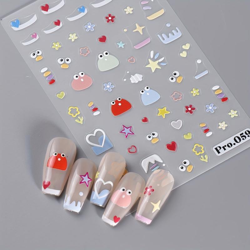 3D Cartoon Nail Art Stickers Self Adhesive Dopamine Girl Nail Art Decoration