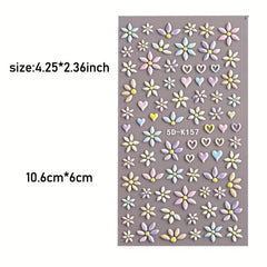 5D Embossed Daisy Nail Art Stickers - Adhesive Sunflower Nail Decal