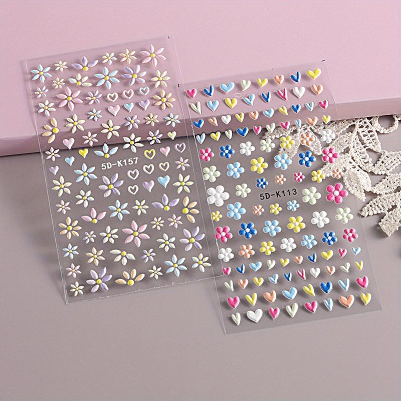 5D Embossed Daisy Nail Art Stickers - Adhesive Sunflower Nail Decal