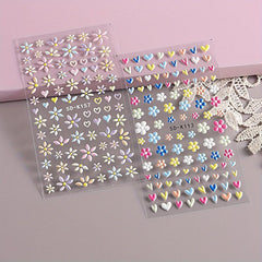 5D Embossed Daisy Nail Art Stickers - Adhesive Sunflower Nail Decal
