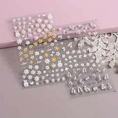 5D Embossed Daisy Nail Art Stickers - Adhesive Sunflower Nail Decal