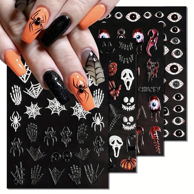 5D Embossed Halloween Nail Art Stickers
