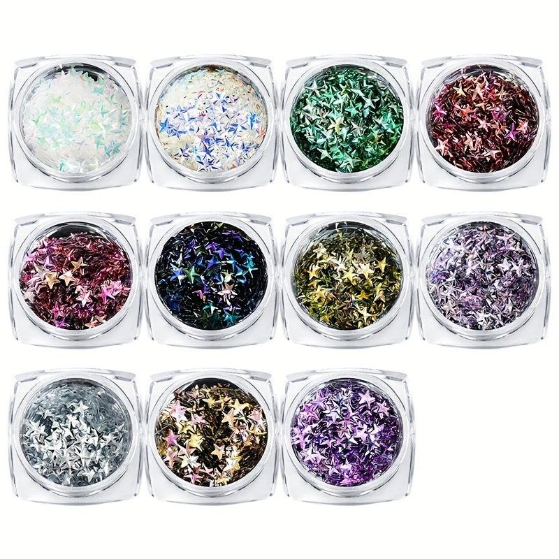 Glitter 3D Holographic Nail Art Decoration Star Sequins Flakes