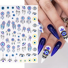 9pcs Evil's Eye Nail Art Stickers Self Adhesive Decals