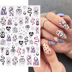 9pcs Evil's Eye Nail Art Stickers Self Adhesive Decals