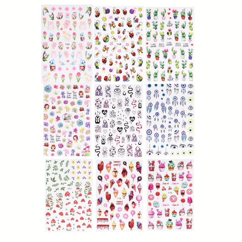 9pcs Evil's Eye Nail Art Stickers Self Adhesive Decals