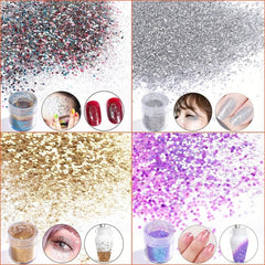 4Pcs Mixed Sequins Nail Powder Set - Glitter Dust for Nails, Body, Hair & Eyes