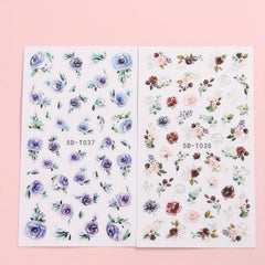 2pcs Gradient 5D Bronzing Flower Nail Stickers