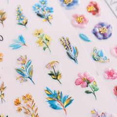 2pcs Gradient 5D Bronzing Flower Nail Stickers
