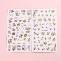2pcs Gradient 5D Bronzing Flower Nail Stickers