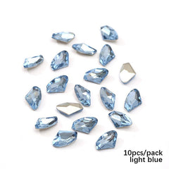 10 Pcs Nail Gems Rhinestones Iridescent Clear Crystals 3D Nail Charms